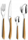 Amefa - Lou Laguiole Eclat Nature Brown Stainless Steel Flatware Set, 24 Pcs - 2274PWAF02C40