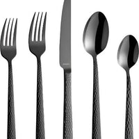 Amefa - Lou Laguiole Felicity Hammered Stainless Steel Black Flatware Set, 20 Pcs - 3319ZTTR20C09