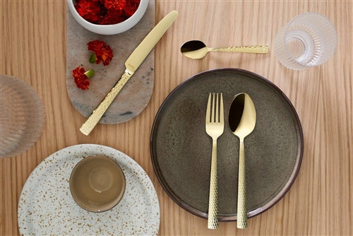 Amefa - Lou Laguiole Felicity Hammered Stainless Steel Champagne Flatware Set, 20 Pcs - 3319ZVTR20C09