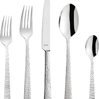 Amefa - Lou Laguiole Felicity Hammered Stainless Steel Flatware Set, 20 Pcs - 331923TR20C09