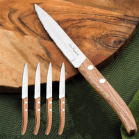Amefa - Lou Laguiole Forest Steak Knife Set with Wood Handle, 4 Pcs - 497511NT01PK4