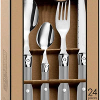 Amefa - Lou Laguiole Gray Stainless Steel Counter Cutlery Set, 24 Pcs - 2202DGAF27C40