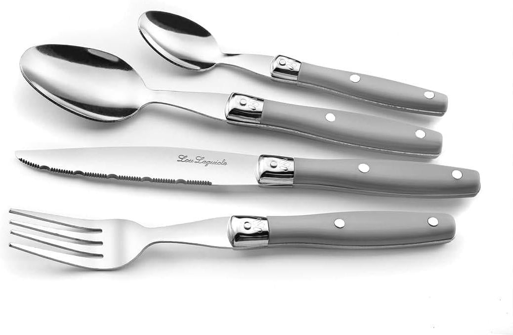 Amefa - Lou Laguiole Gray Stainless Steel Counter Cutlery Set, 24 Pcs - 2202DGAF27C40
