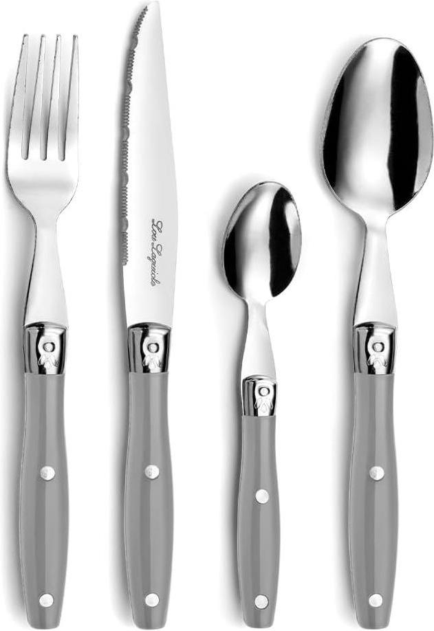 Amefa - Lou Laguiole Gray Stainless Steel Counter Cutlery Set, 24 Pcs - 2202DGAF27C40