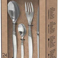 Amefa - Lou Laguiole Jet Stainless Steel Flatware Set with Mirror Finish, 24 Pcs - 251300AF14C40