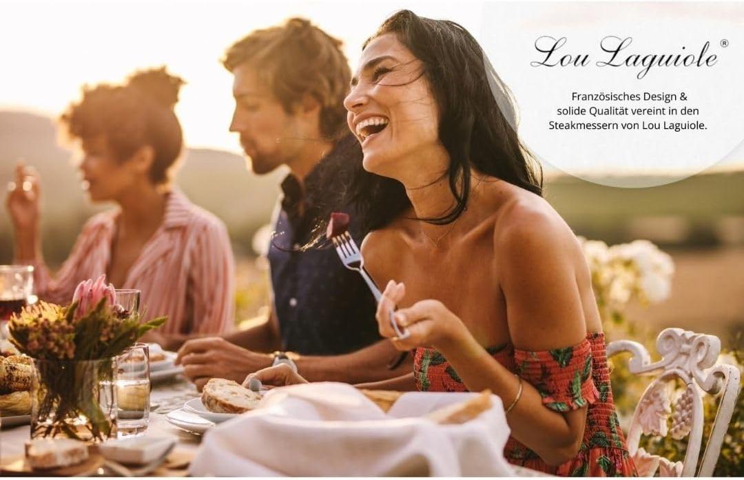 Amefa - Lou Laguiole Jet Stainless Steel Flatware Set with Mirror Finish, 24 Pcs - 251300AF14C40