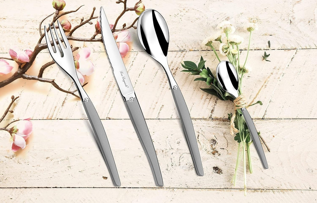 Amefa - Lou Laguiole Jet Stainless Steel Flatware Set with Satin Finish, 24 Pcs - 251306AF14C40
