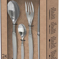 Amefa - Lou Laguiole Jet Stainless Steel Flatware Set with Satin Finish, 24 Pcs - 251306AF14C40