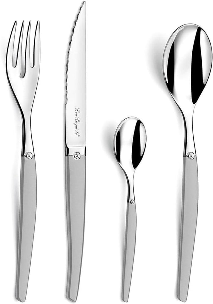 Amefa - Lou Laguiole Jet Stainless Steel Flatware Set with Satin Finish, 24 Pcs - 251306AF14C40