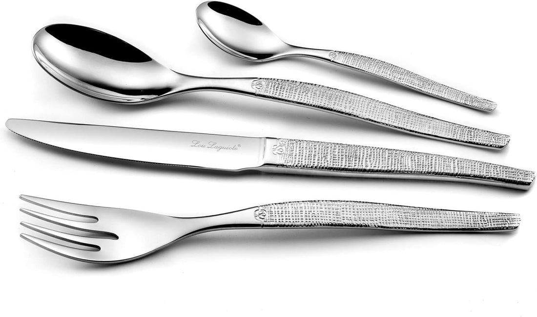 Amefa - Lou Laguiole Jet Stainless Steel Flatware Set with Textile Finish, 24 Pcs - 315200AF14C40