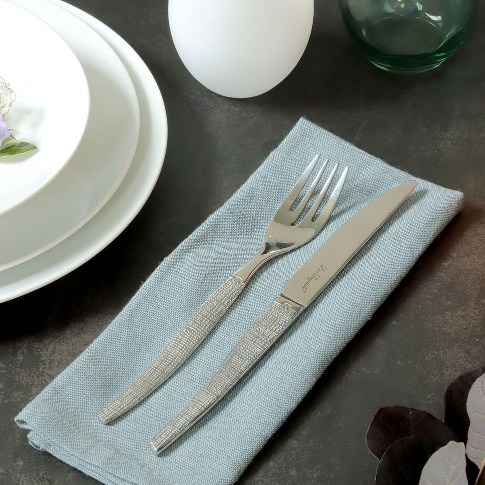 Amefa - Lou Laguiole Jet Stainless Steel Flatware Set with Textile Finish, 24 Pcs - 315200AF14C40