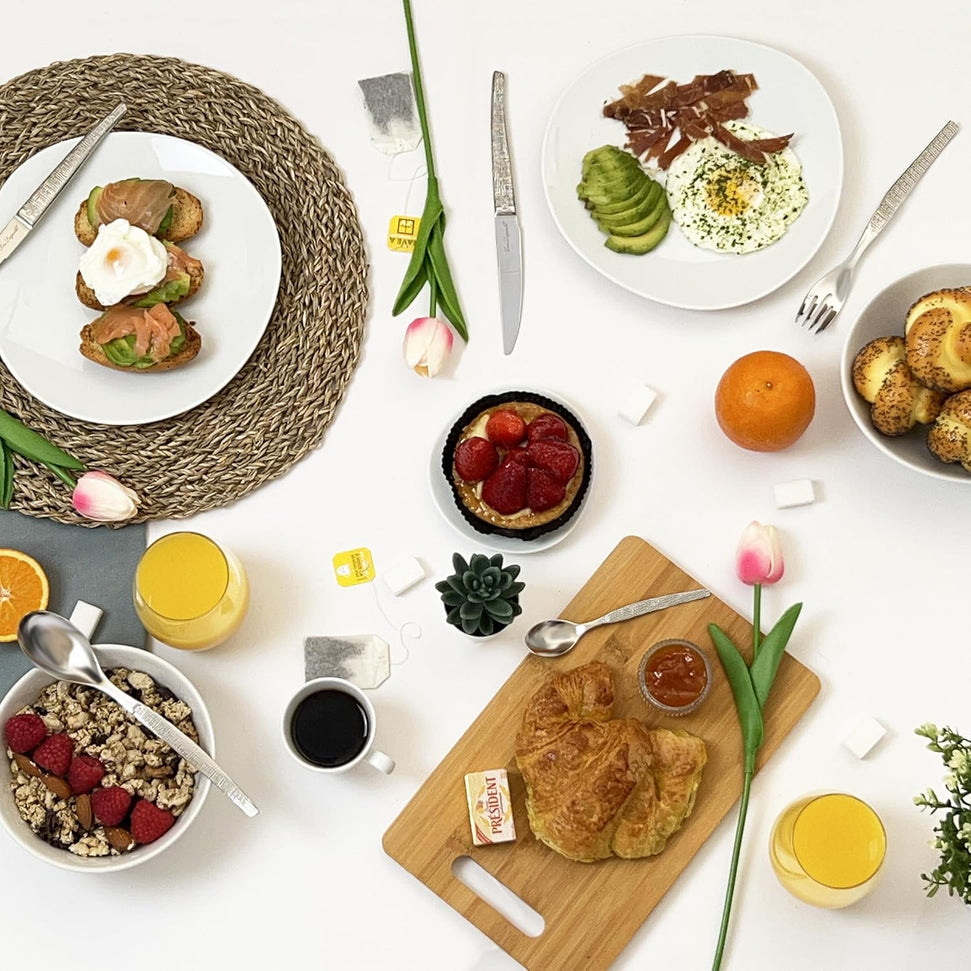 Amefa - Lou Laguiole Jet Stainless Steel Flatware Set with Textile Finish, 24 Pcs - 315200AF14C40