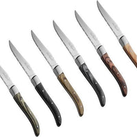Amefa - Lou Laguiole Louis 6 PC Mixed Wood Steak Knife Set - 2520MPMB02BR1