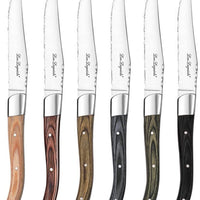 Amefa - Lou Laguiole Louis 6 PC Mixed Wood Steak Knife Set - 2520MPMB02BR1
