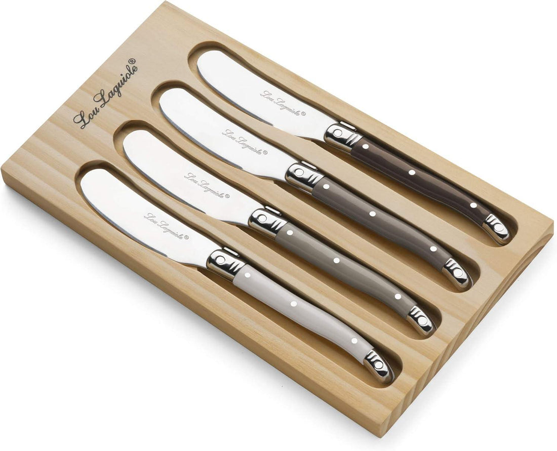 Amefa - Lou Laguiole Tradition 4 Pcs Butter Spreader Set with Wooden Box - 2511MYWA00BB4
