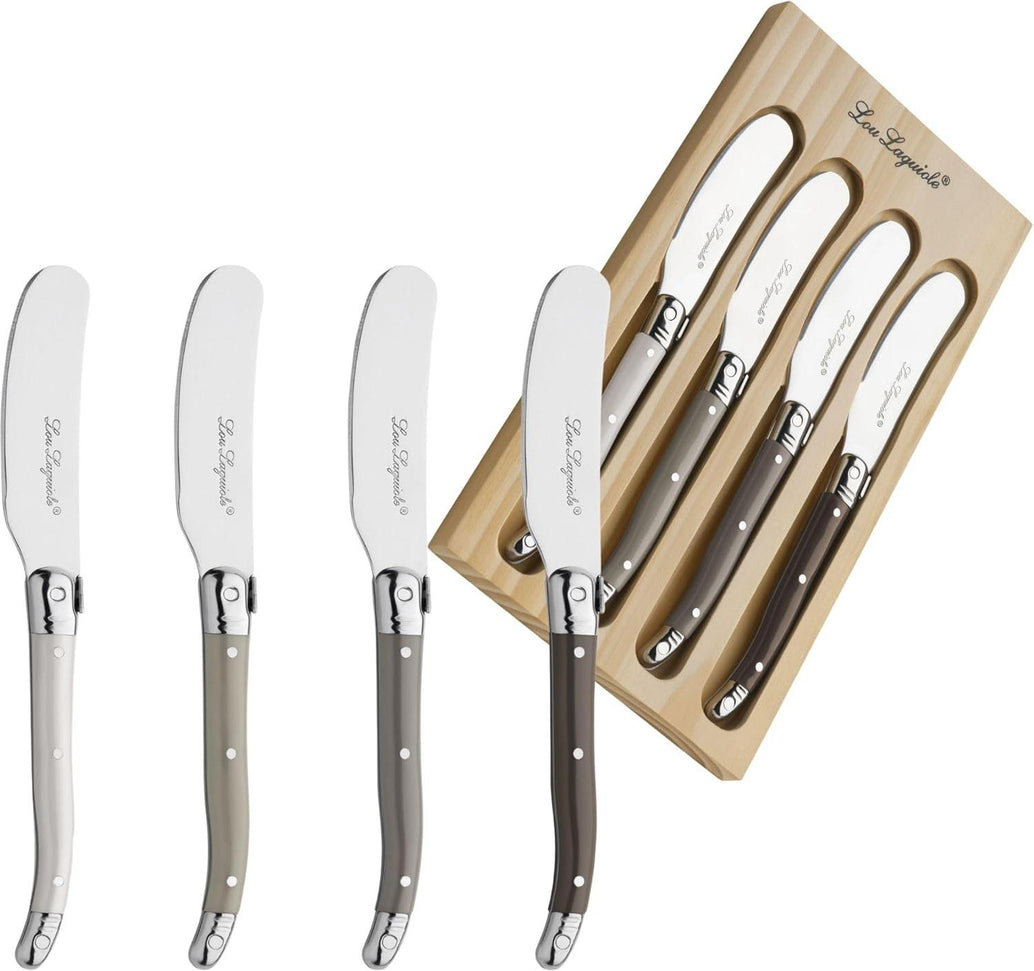 Amefa - Lou Laguiole Tradition 4 Pcs Butter Spreader Set with Wooden Box - 2511MYWA00BB4