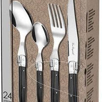 Amefa - Lou Laguiole Tradition Grey Stainless Steel Flatware Set, 24 Pcs - 2511ACPA22C40