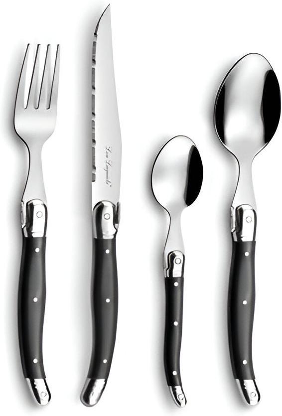 Amefa - Lou Laguiole Tradition Grey Stainless Steel Flatware Set, 24 Pcs - 2511ACPA22C40