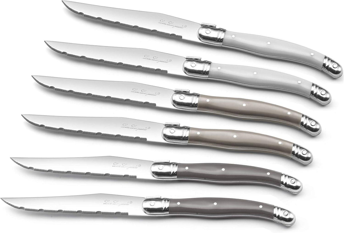 Amefa - Lou Laguiole Tradition Knife Block with 6 Pc Mixed Colored Knife Set - 2511MWK000K35