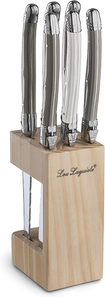 Amefa - Lou Laguiole Tradition Knife Block with 6 Pc Mixed Colored Knife Set - 2511MWK000K35