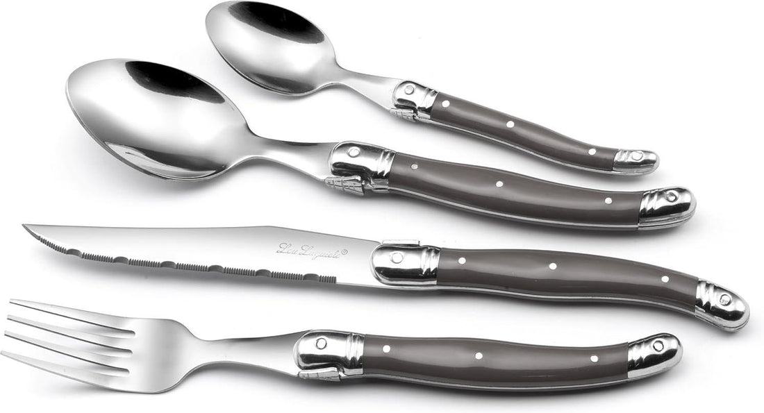 Amefa - Lou Laguiole Tradition Stainless Steel Polypropylene Vintage Silverware Set, 24 Pcs - 2511PEPA22C40