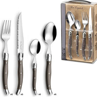 Amefa - Lou Laguiole Tradition Stainless Steel Polypropylene Vintage Silverware Set, 24 Pcs - 2511PEPA22C40