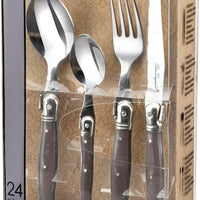 Amefa - Lou Laguiole Tradition Stainless Steel Polypropylene Vintage Silverware Set, 24 Pcs - 2511PEPA22C40