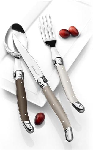 Amefa - Lou Laguiole Tradition Taupe Stainless Steel Flatware Set, 24 Pcs - 2511LIPA22C40