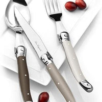 Amefa - Lou Laguiole Tradition Taupe Stainless Steel Flatware Set, 24 Pcs - 2511LIPA22C40