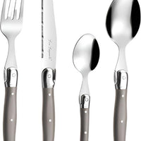 Amefa - Lou Laguiole Tradition Taupe Stainless Steel Flatware Set, 24 Pcs - 2511LIPA22C40