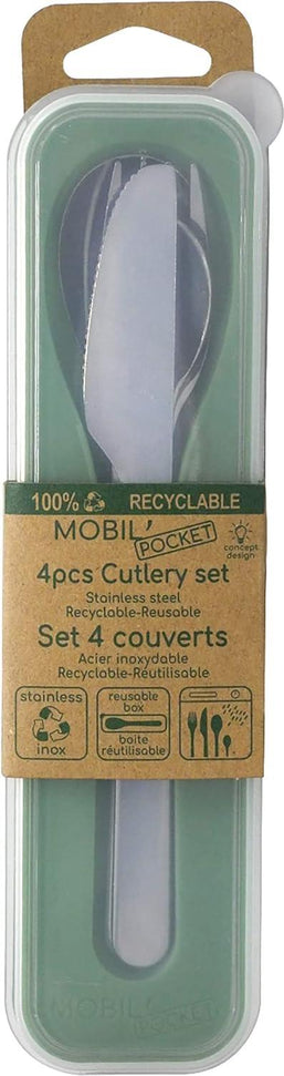 Amefa - Mobil Travel Cutlery Stainless Steel with Case, 4 Pcs - 059205PC04A42