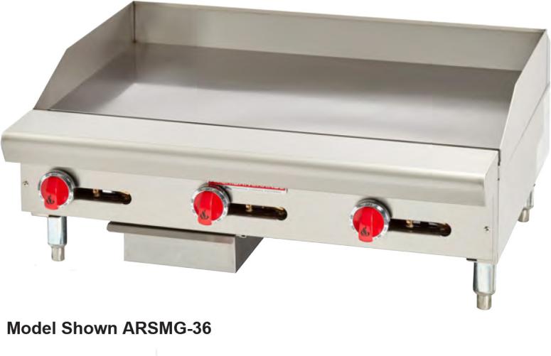 American Range - 12" Manual Countertop Thermostatic Griddle - ARSMG-12
