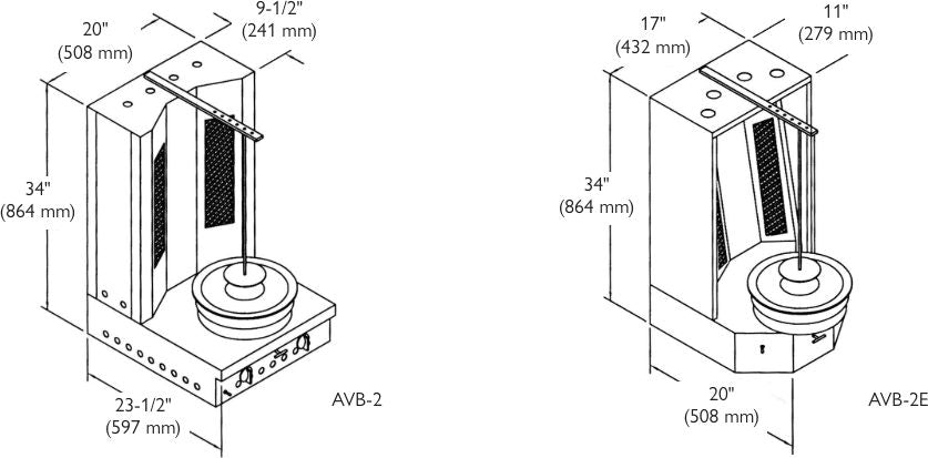 American Range - 17" Stainless Steel Vertical Infrared Rotisserie Broiler - AVB-2E