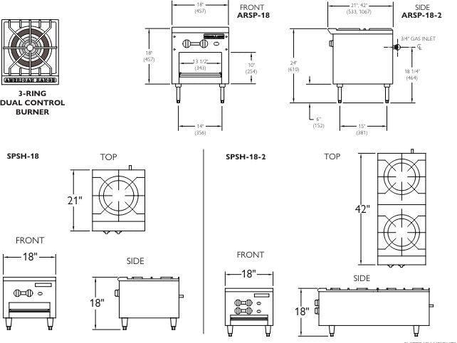American Range - 18" Natural Gas Economy Style Stock Pot Stoves, Stainless Steel - SPSH-18