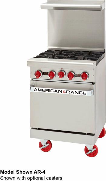 American Range - 24" Restaurant Range with 4 Burners & Storage Base - AR-4-SB
