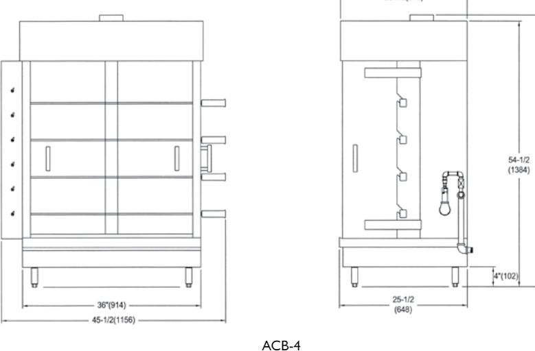 American Range - 24" Stainless Steel CounterTop 4 Spit Chicken Rotisserie - ACB-4