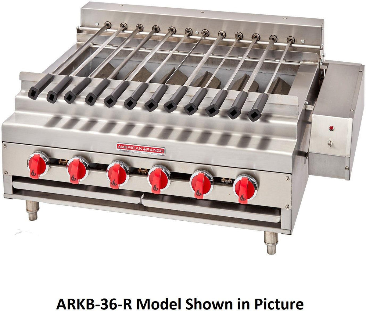 American Range - 24" Stainless Steel Countertop Gas Rotisserie Kebob Charbroiler - ARKB-24-R