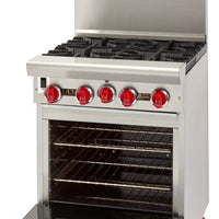 American Range -24" Stainless Steel Green Flame Ranges 4 Burners with 20" Space Saver Oven - ARGF-4