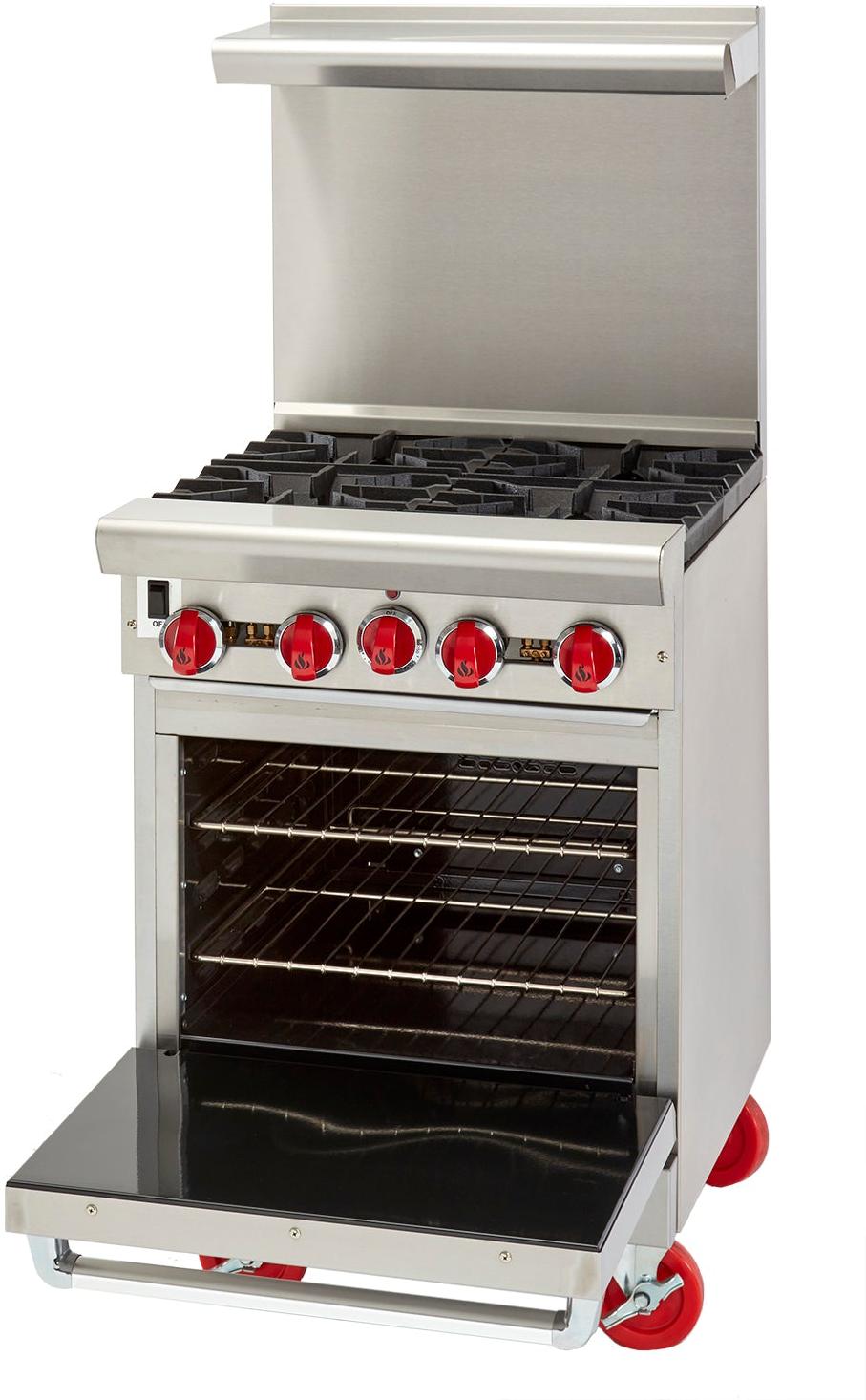 American Range -24" Stainless Steel Green Flame Ranges 4 Burners with 20" Space Saver Oven - ARGF-4