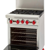 American Range -24" Stainless Steel Green Flame Ranges 4 Burners with 20" Space Saver Oven - ARGF-4