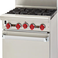 American Range -24" Stainless Steel Green Flame Ranges 4 Burners with 20" Space Saver Oven - ARGF-4