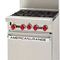 American Range -24" Stainless Steel Green Flame Ranges 4 Burners with 20" Space Saver Oven - ARGF-4