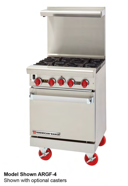 American Range - 24" Stainless Steel Green Flame Ranges 4 Burners with Storage Base - ARGF-4-SB