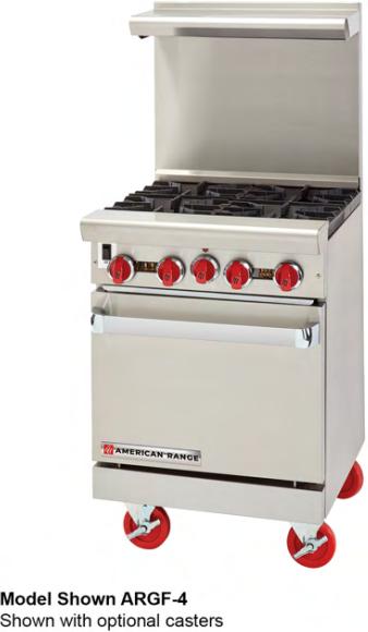 American Range - 24" Stainless Steel Green Flame Ranges 4 Burners with Storage Base - ARGF-4-SB
