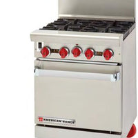 American Range - 24" Stainless Steel Green Flame Ranges 4 Burners with Storage Base - ARGF-4-SB