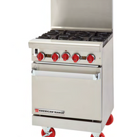 American Range - 24" Stainless Steel Green Flame Ranges 4 Burners with Storage Base - ARGF-4-SB