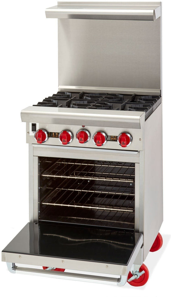 American Range - 24" Stainless Steel Restaurant Range With 12" Griddles, 2 Burners And 20" Standard Oven - AR-12G-2B