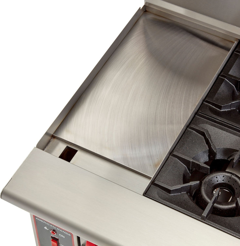 American Range - 24" Stainless Steel Restaurant Range With 12" Griddles, 2 Burners And 20" Standard Oven - AR-12G-2B