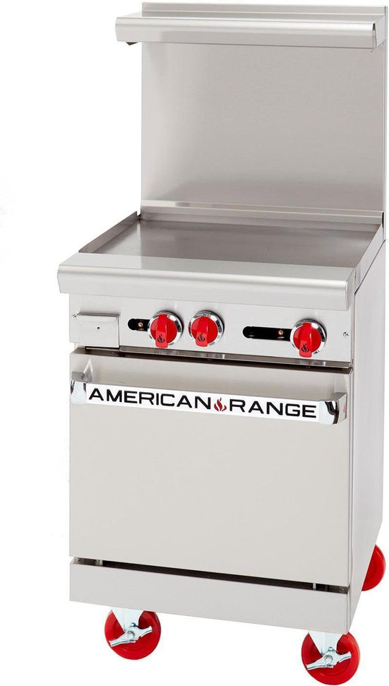 American Range - 24" Stainless Steel Restaurant Range With 24" Griddles, And 20" Standard Oven - AR-24G