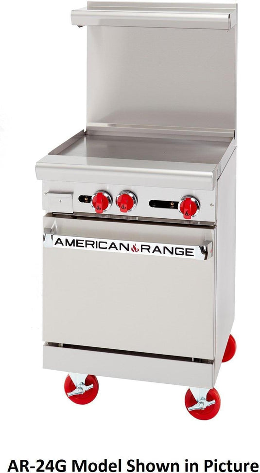 American Range - 24" Stainless Steel Restaurant Range With 24" Griddles, And 20" Storage Base - AR-24G-SB